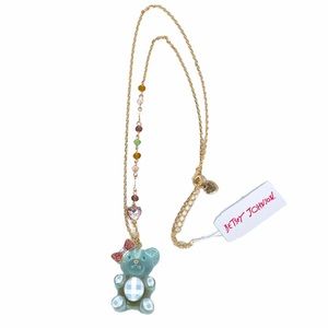 Betsey Johnson Gummy Bear Necklace, Light Blue